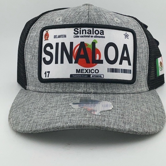 Sinaloa License Plate (Gray Embroidered Cap) - Mexico Caps, Mexican Code Of Arms - Picture 1 of 4